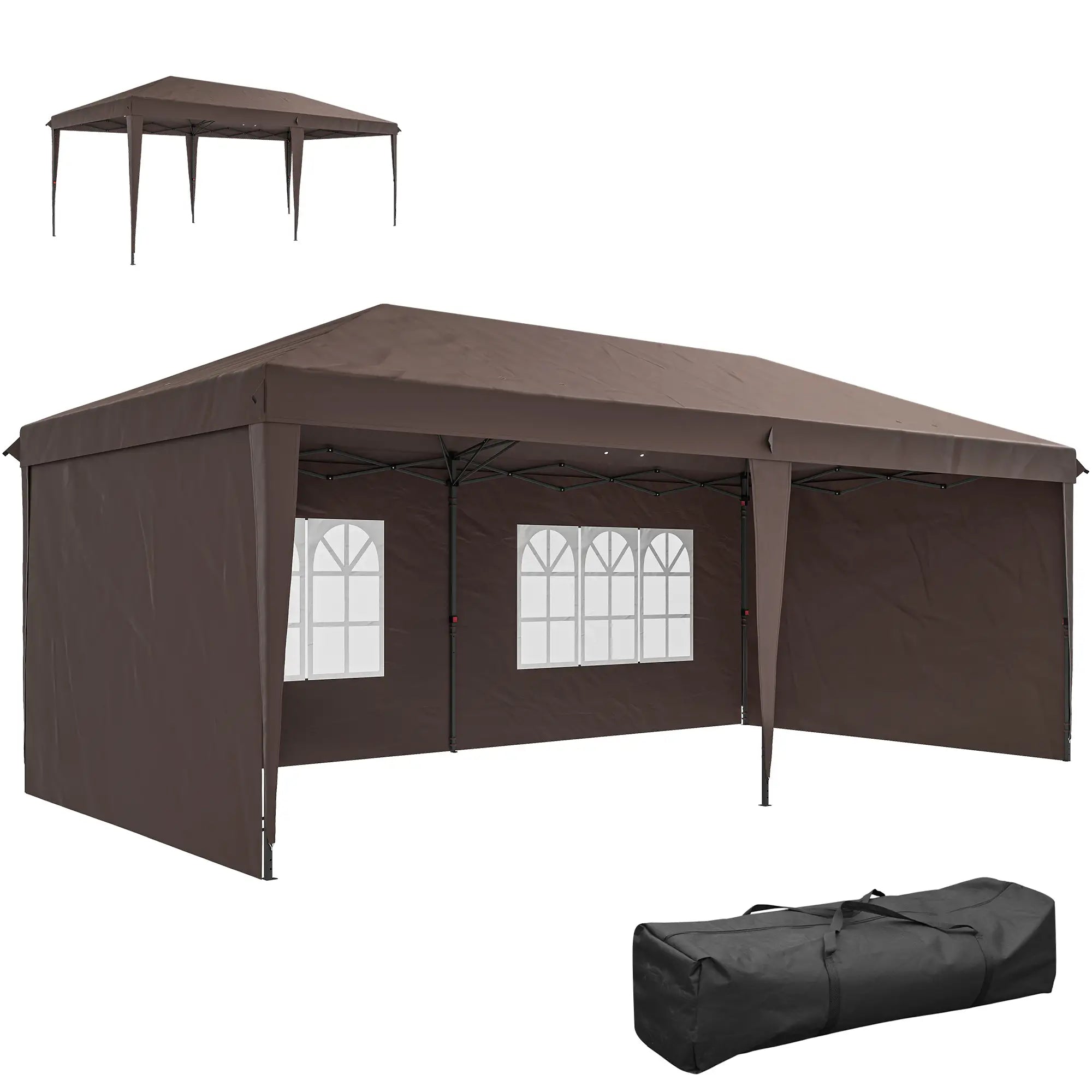 10' x 20' Pop Up Canopy Tent, Instant Shelter With Carrying Bag, Coffee Pop Up Canopies at Gallery Canada