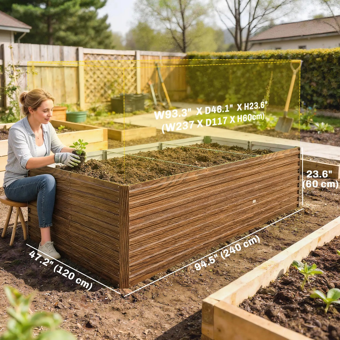 8' x 4' x 2' Raised Garden Bed, Galvanized Planter Box, Dark Brown Wood Effect, Dark Brown Galvanized Planter Boxes at Gallery Canada