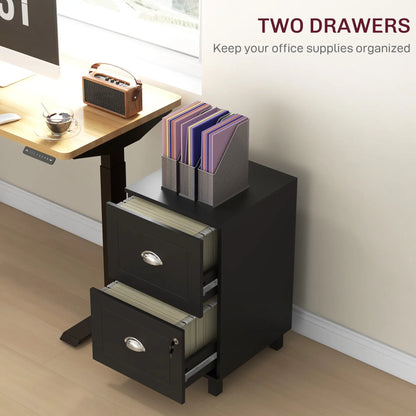 2-Drawer Small Filing Cabinet, Lockable, Adjustable Hanging Bars, Black Office Cabinets & Cupboards at Gallery Canada