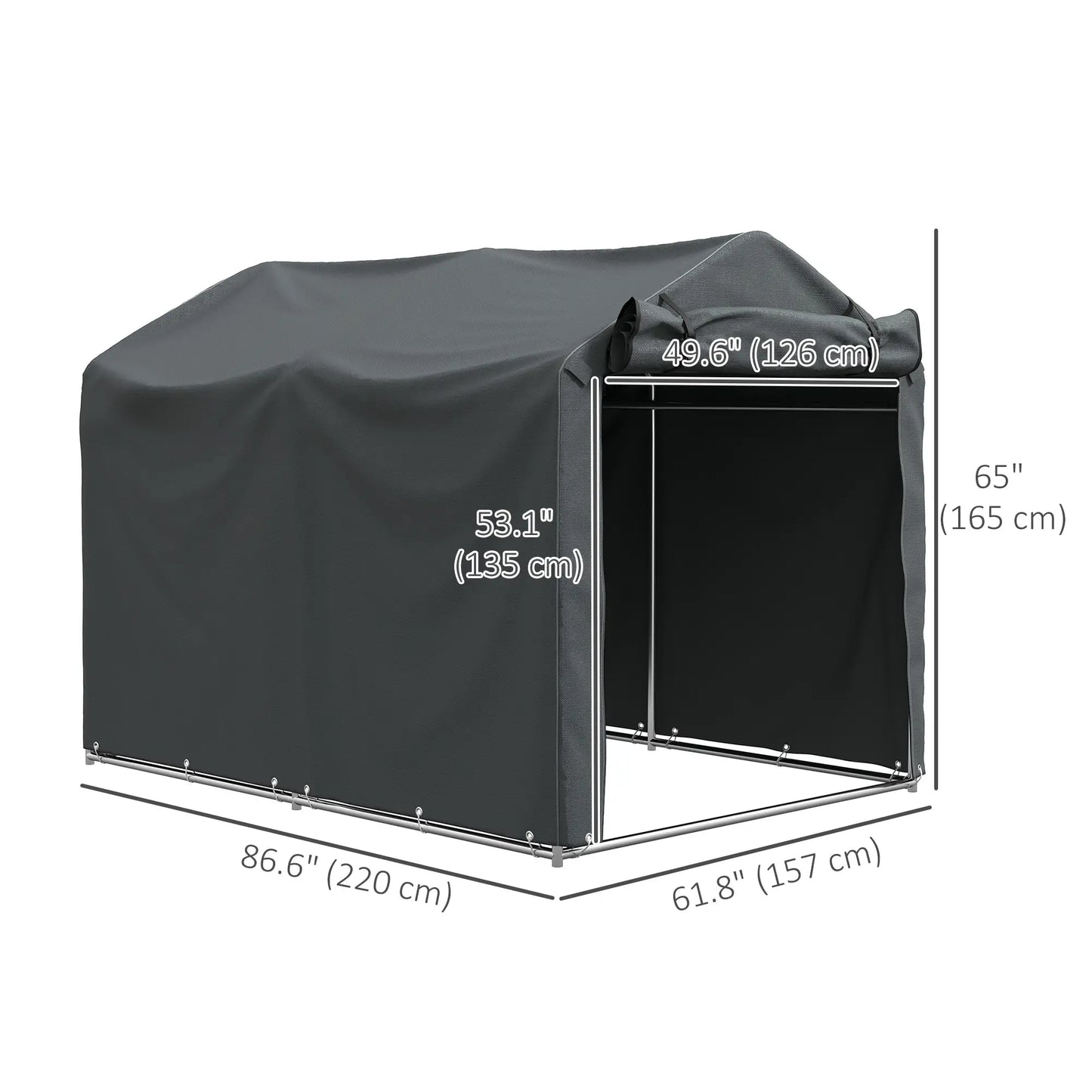 Outdoor Storage Shed, UV Resistant Bike Tent, Roll-up Zipper Door, Dark Grey Sheds at Gallery Canada
