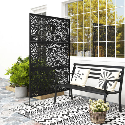 Écran d'intimité en métal autoportant, 78" x 48", noir