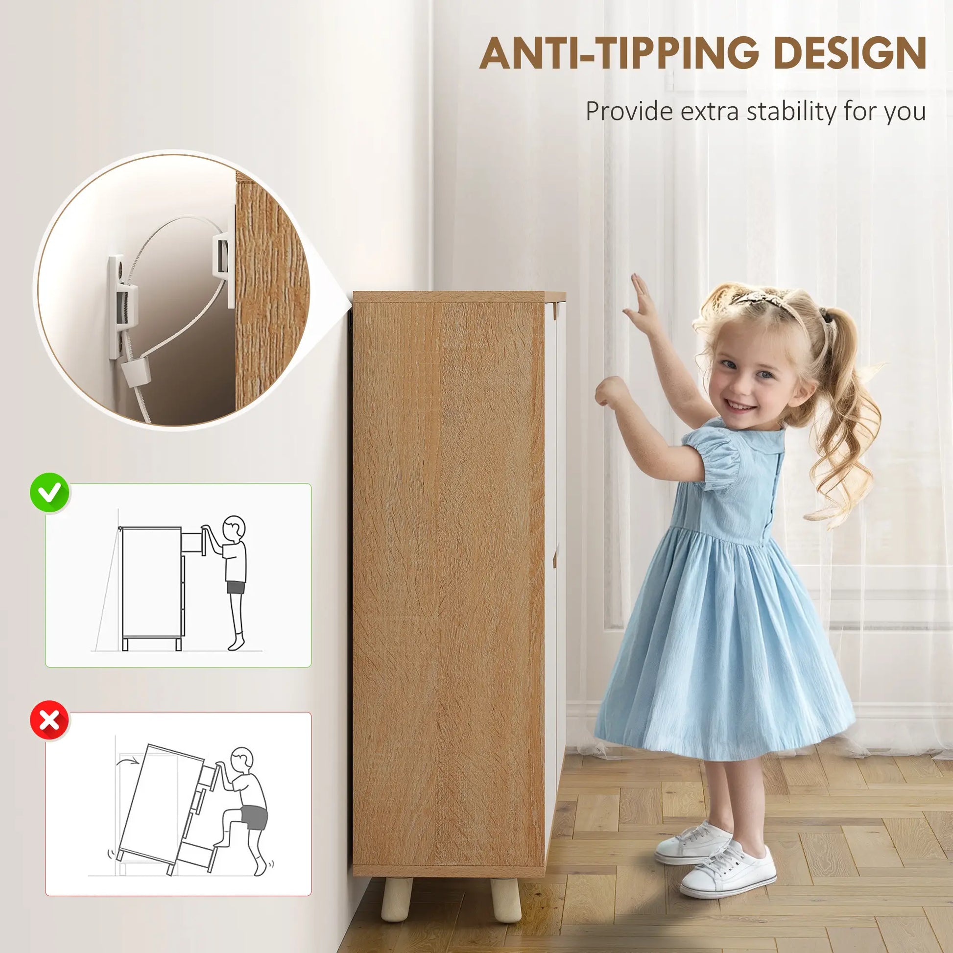 Narrow Shoe Cabinet, 4 Flip Drawers, Adjustable Shelves, Natural Shoe Storage Cabinets & Racks at Gallery Canada