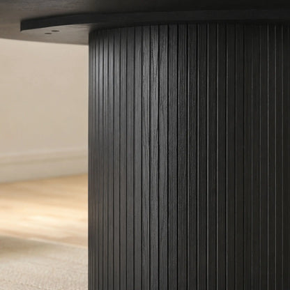 47 Inch Round Dining Table For 5, Fluted Pedestal Base, Black Dining Tables at Gallery Canada