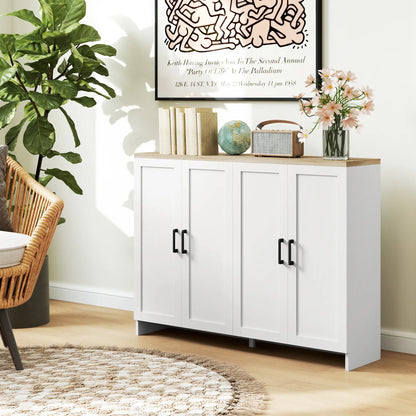 Modern Sideboard Buffet Cabinet, Modern Kitchen Storage Cabinet with 4 Doors Adjustable Shelves, for Dining Room, White Storage Cabinets at Gallery Canada