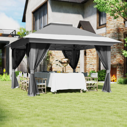 11.7' x 11.7' Pop Up Canopy Tent, UPF50+ Sun Shelter with Netting, Wheeled Bag Pop Up Canopies at Gallery Canada