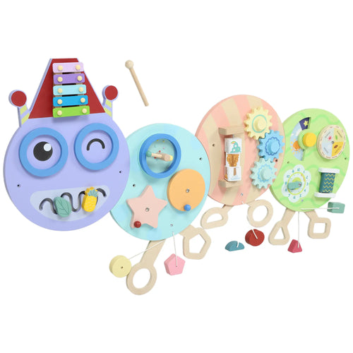 Caterpillar Montessori Busy Board, 7 in 1 Sensory Wall, for Toddlers 3+ Years