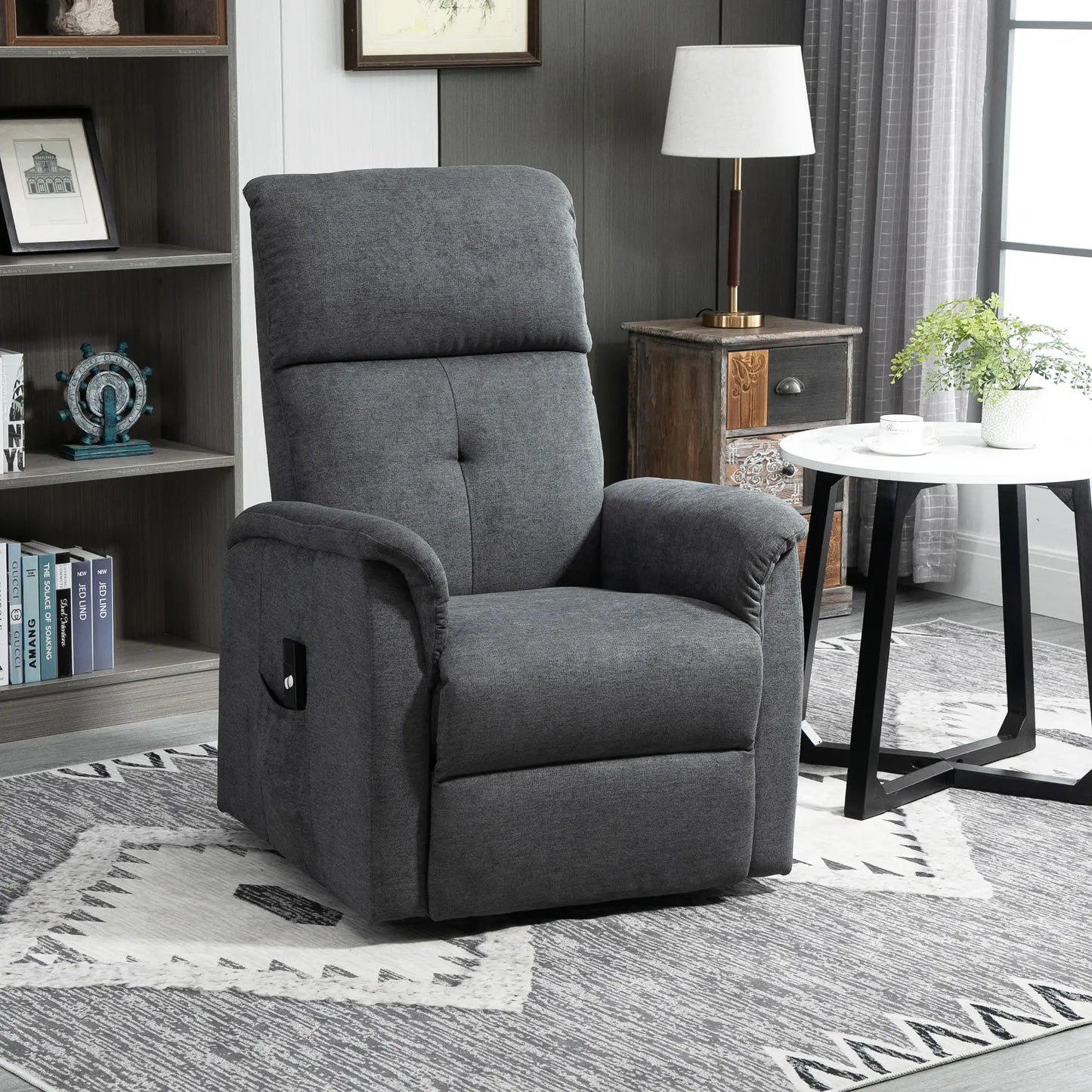 Power Lift Chair, Electric Recliner Sofa with Remote, Side Pocket, Grey Electric Power Lift Chairs at Gallery Canada
