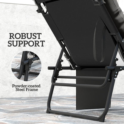Folding Lounge Chair With Adjustable Canopy, 4-Position Tanning Chair, Black Lounger Chairs at Gallery Canada