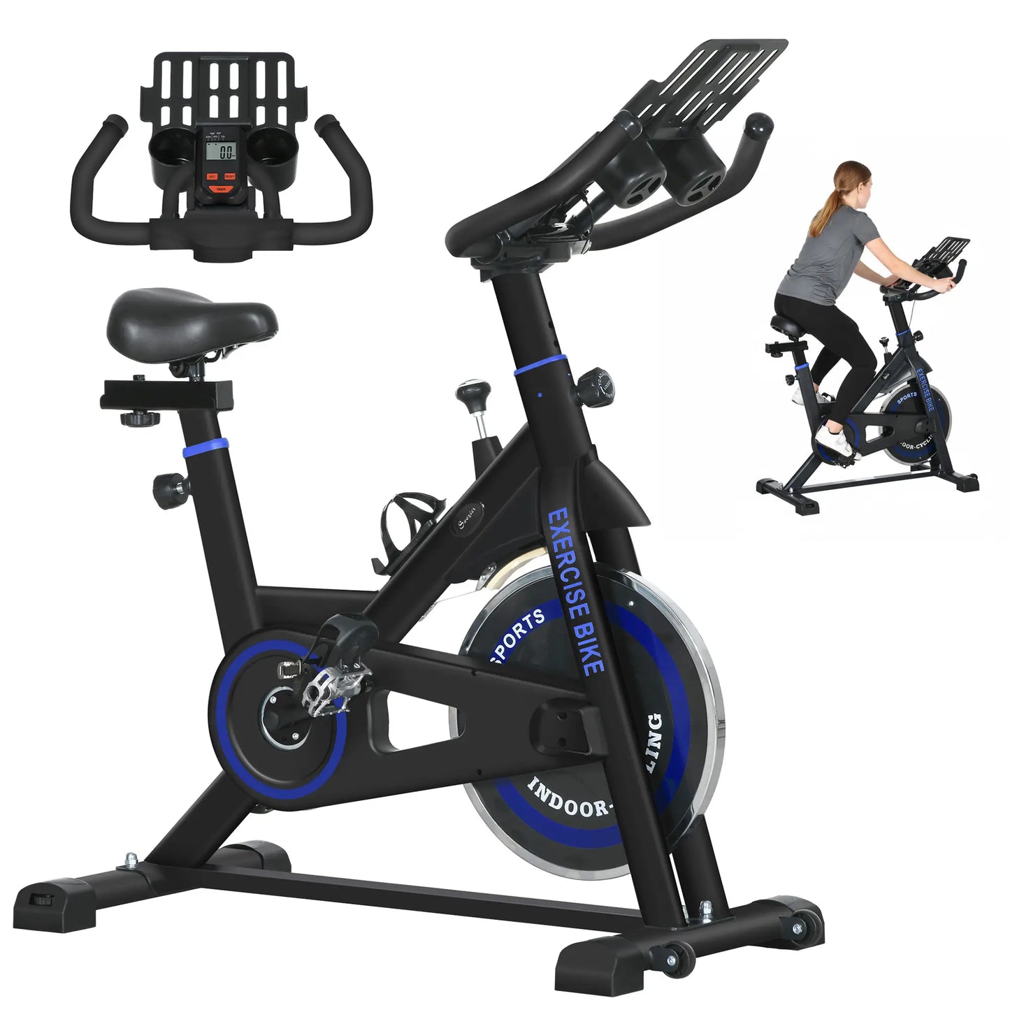Adjustable Upright Stationary Exercise Bike, LCD Display, Indoor Cycling, Adjustable Resistance, Black Exercise & Stationary Bikes at Gallery Canada