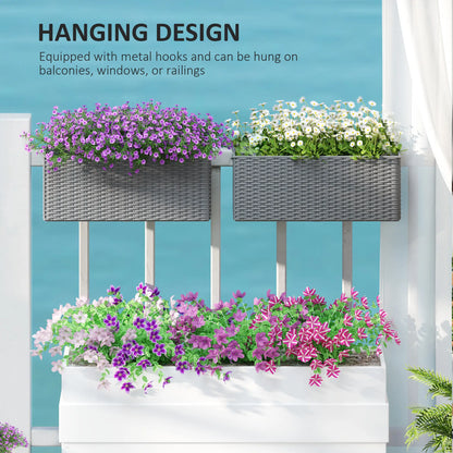 2 Pack 20 Inch Hanging Flower Pots, Railing Planter Box, Grey Planter Set at Gallery Canada