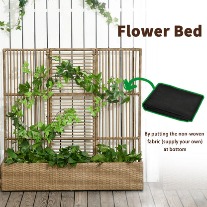 Raised Garden Bed with Lattice Trellis, Rattan Planter with Storage, Sand Brown Raised Garden Beds at Gallery Canada