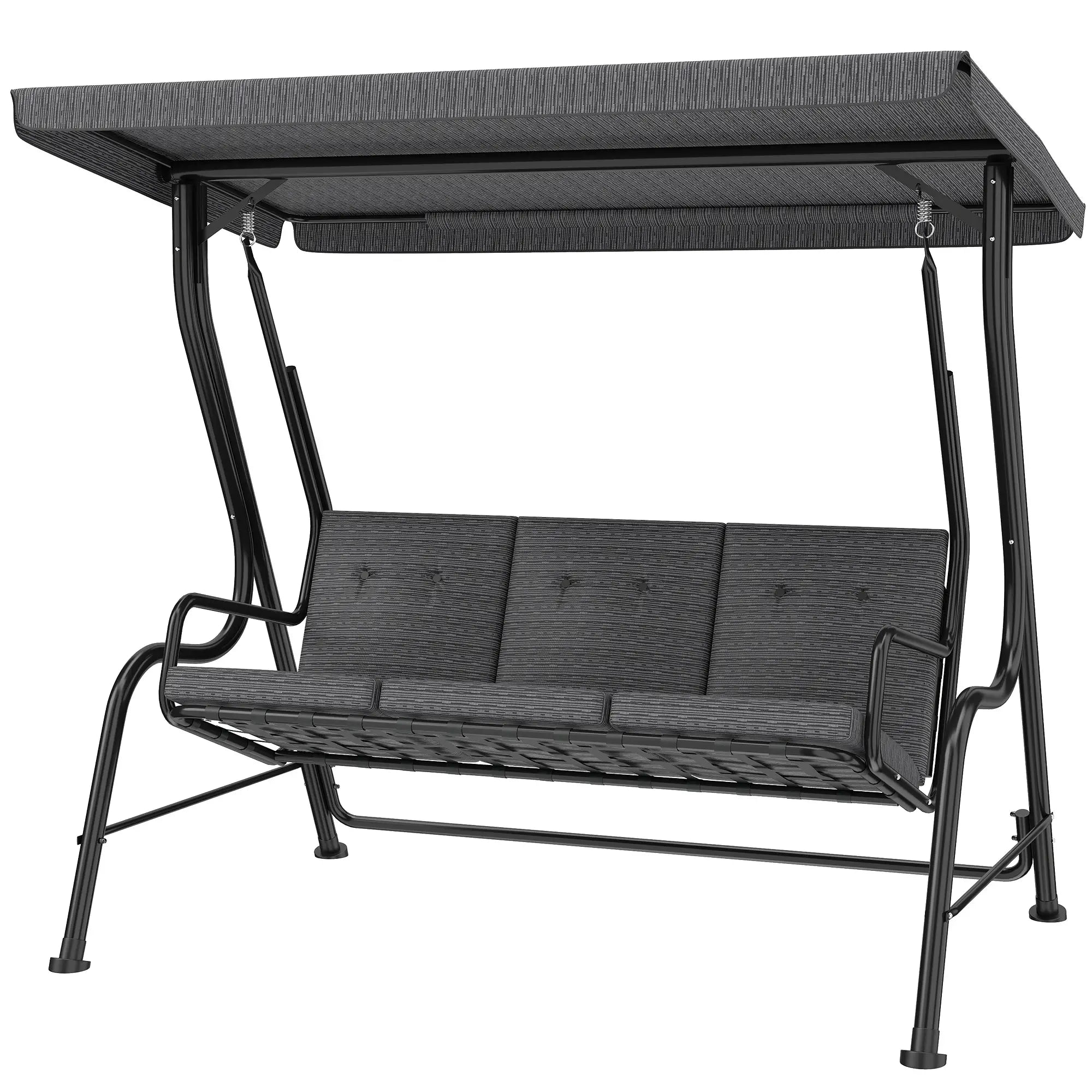 3-Person Patio Swing Bench With Canopy, Grey Patio Swings with Stand at Gallery Canada