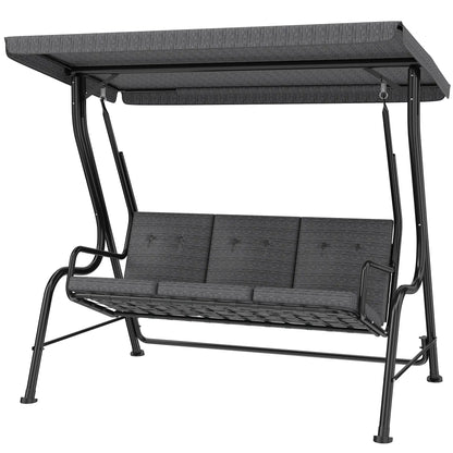3-Person Patio Swing Bench With Canopy, Grey Patio Swings with Stand at Gallery Canada