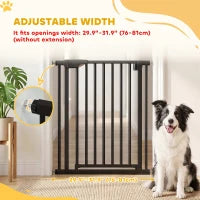 30-32In Baby Pet Gate 36In H Auto-Close Two-Way, Black