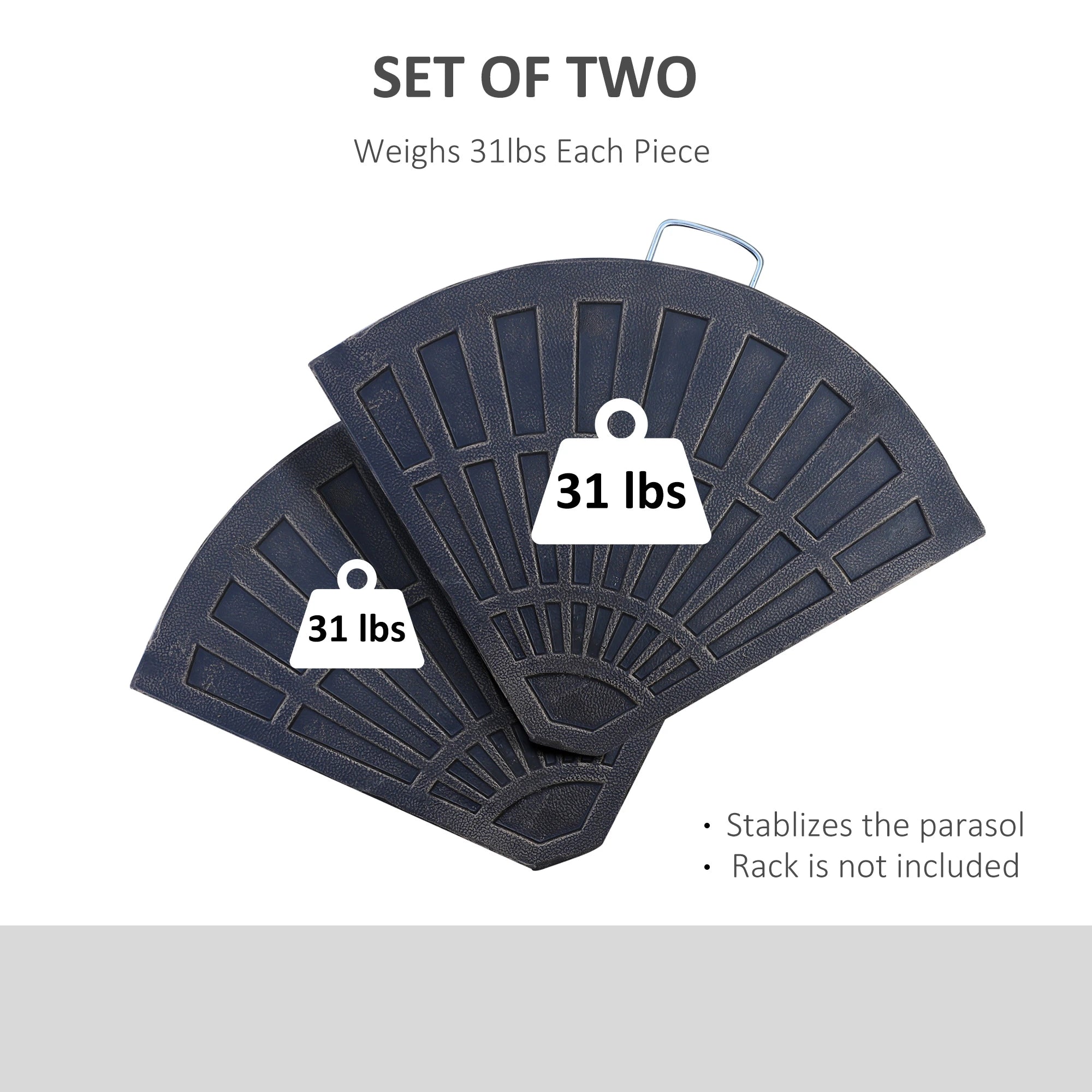 2pc Portable Umbrella Base Weights 61.6lbs, Resin, Flabelliform, Bronze Umbrella Bases at Gallery Canada