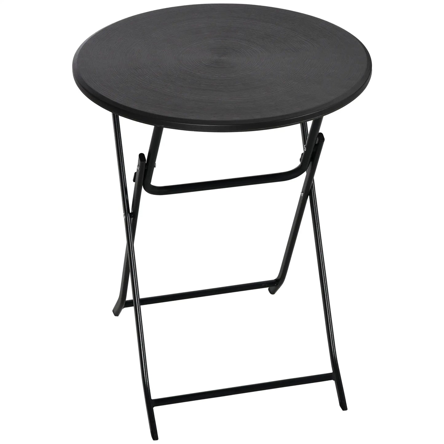 Folding Outdoor Coffee Table, 23.6" Round, Wood-Effect HDPE Top, Dark Grey Patio Side Tables at Gallery Canada