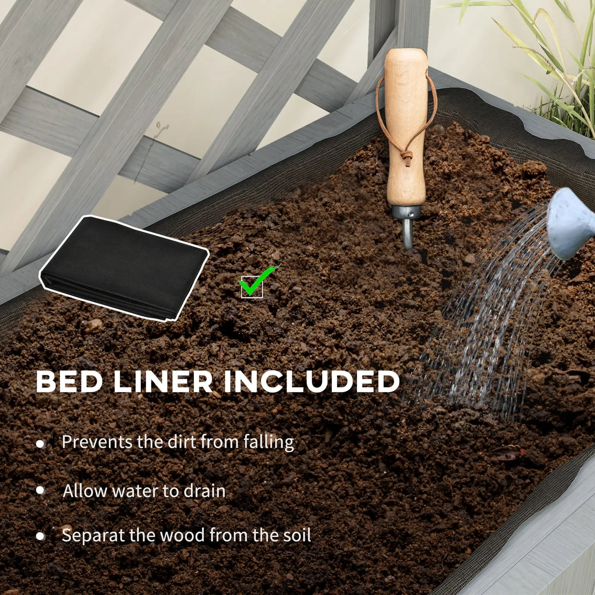 Raised Garden Bed, Wooden Planter with Trellis, Grey Raised Garden Beds at Gallery Canada