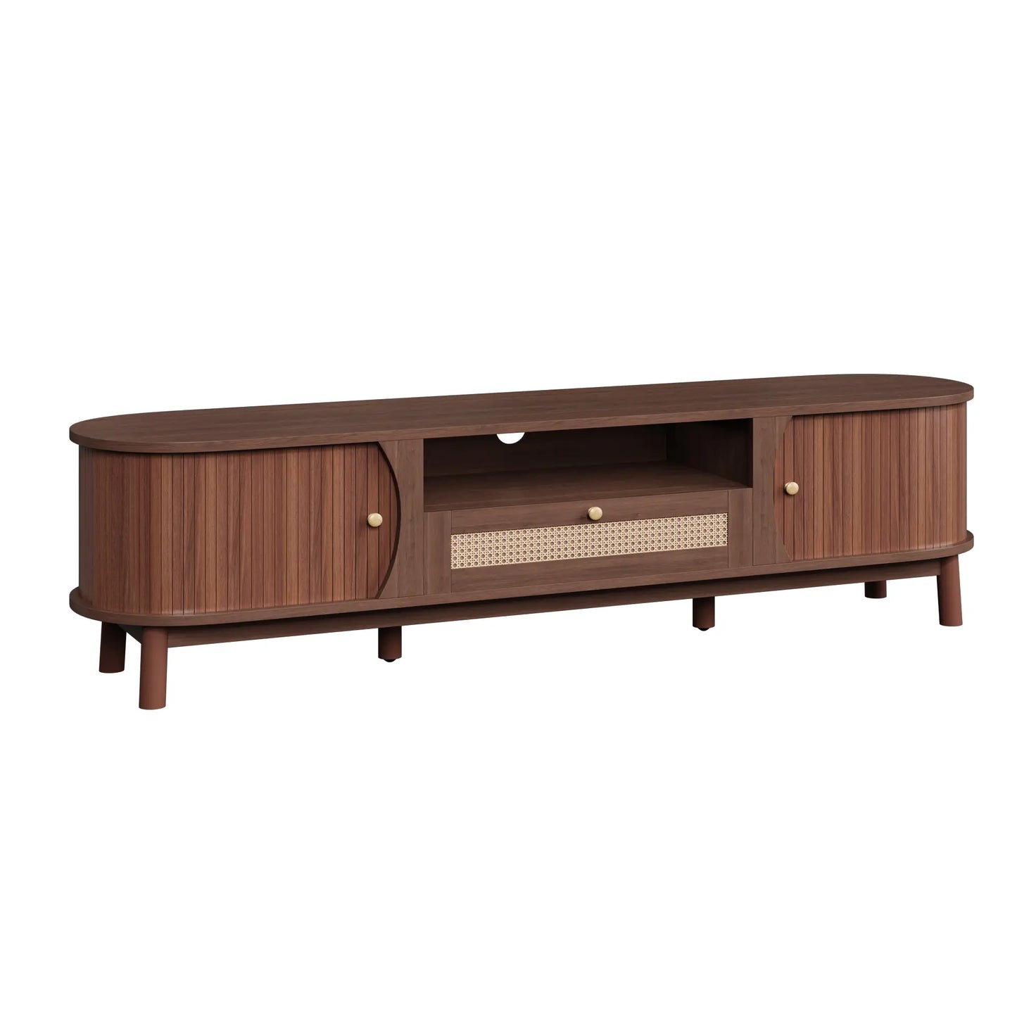 TV Stand, Solid Wood Doors, Drawers, 65" L x 14.5" W x 18" H, Natural Walnut TV Stands at Gallery Canada