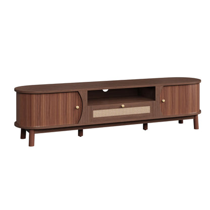 TV Stand, Solid Wood Doors, Drawers, 65" L x 14.5" W x 18" H, Natural Walnut TV Stands at Gallery Canada
