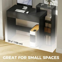 Computer Desk With Storage, 3 Open Shelves And Drawer, Black Computer Desks at Gallery Canada