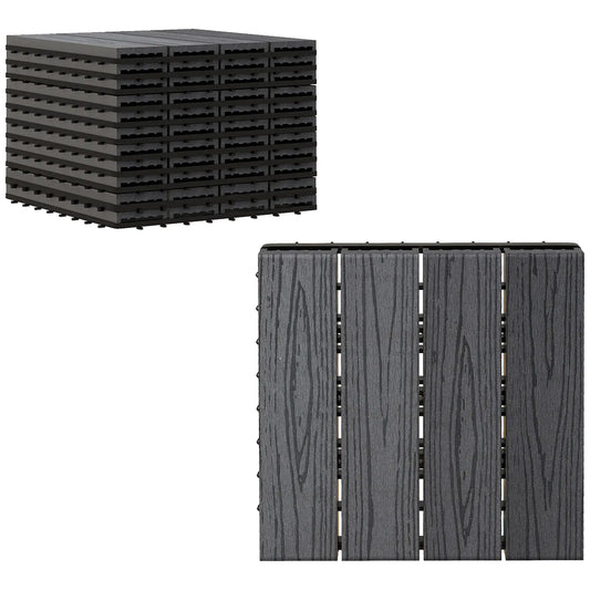 Interlocking Deck Tiles, 11 Pack 12" x 12", Waterproof Non-Slip, Grey Deck Tiles Grey at Gallery Canada