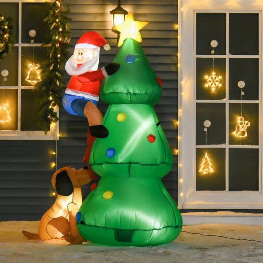 5.9ft Inflatable Christmas Tree, Santa Claus, Dog, LED Lights, Indoor, Outdoor, Home, Garden, Lawn, Decoration - Gallery Canada