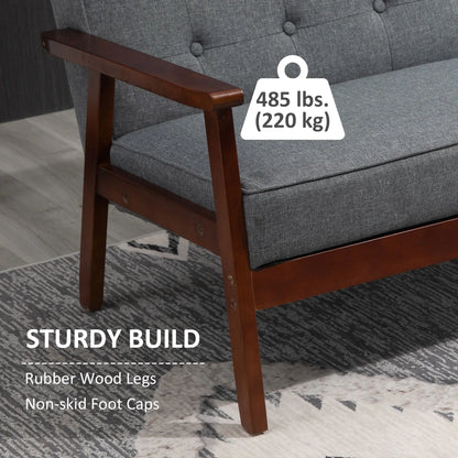 44.5" 2 Seat Sofa, Modern Upholstered Loveseat, Button Tufted Back, Wood Legs, Grey 2-Seater Sofas at Gallery Canada