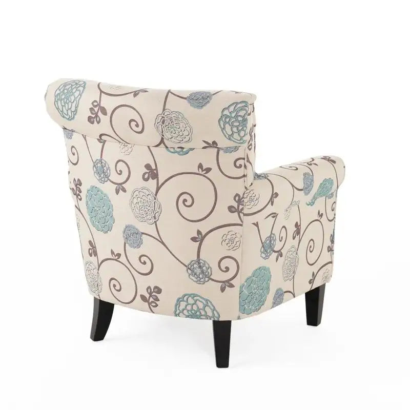 Fabric Club Chair, Birch Wood Legs, 32