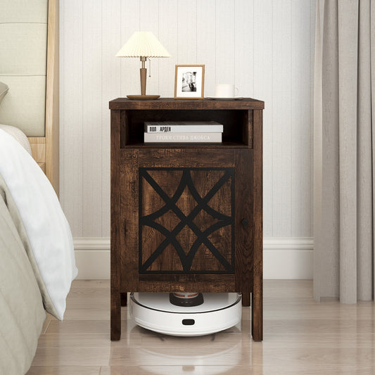 Robot Vacuum Storage Cabinet with Door and Open Shelf for Living Room Bedroom, Brown Cabinets & Chests Brown at Gallery Canada