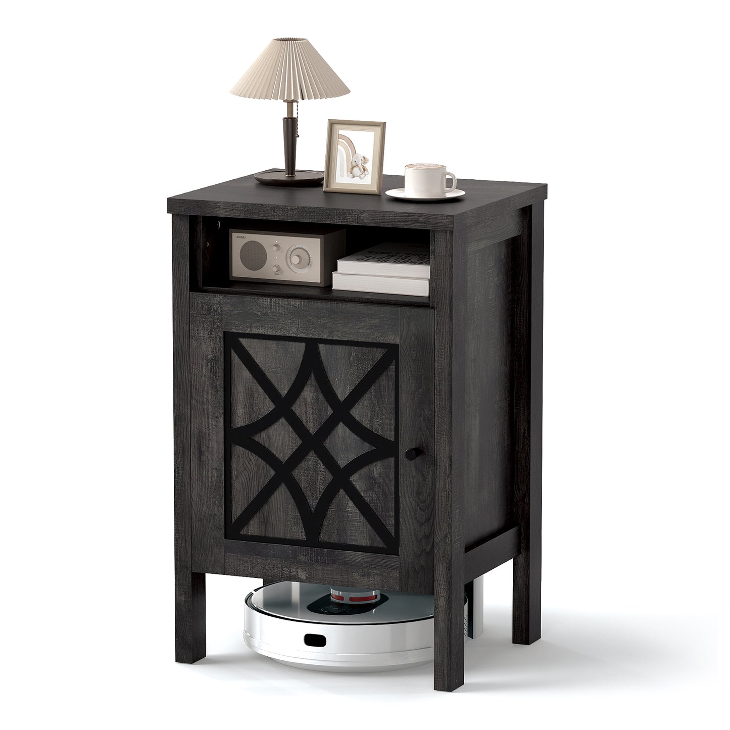 Robot Vacuum Storage Cabinet with Door and Open Shelf for Living Room Bedroom, Brown Cabinets & Chests at Gallery Canada