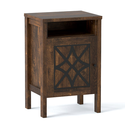 Robot Vacuum Storage Cabinet with Door and Open Shelf for Living Room Bedroom, Brown Cabinets & Chests Brown at Gallery Canada