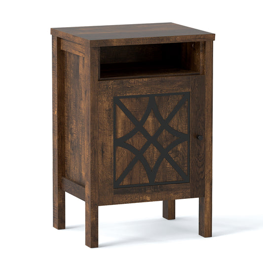 Robot Vacuum Storage Cabinet with Door and Open Shelf for Living Room Bedroom, Brown Cabinets & Chests Brown at Gallery Canada