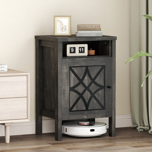 Robot Vacuum Storage Cabinet with Door and Open Shelf for Living Room Bedroom, Dark Gray Cabinets & Chests Dark Gray at Gallery Canada
