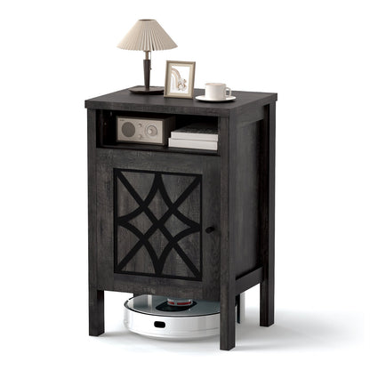 Robot Vacuum Storage Cabinet with Door and Open Shelf for Living Room Bedroom, Dark Gray Cabinets & Chests Dark Gray at Gallery Canada