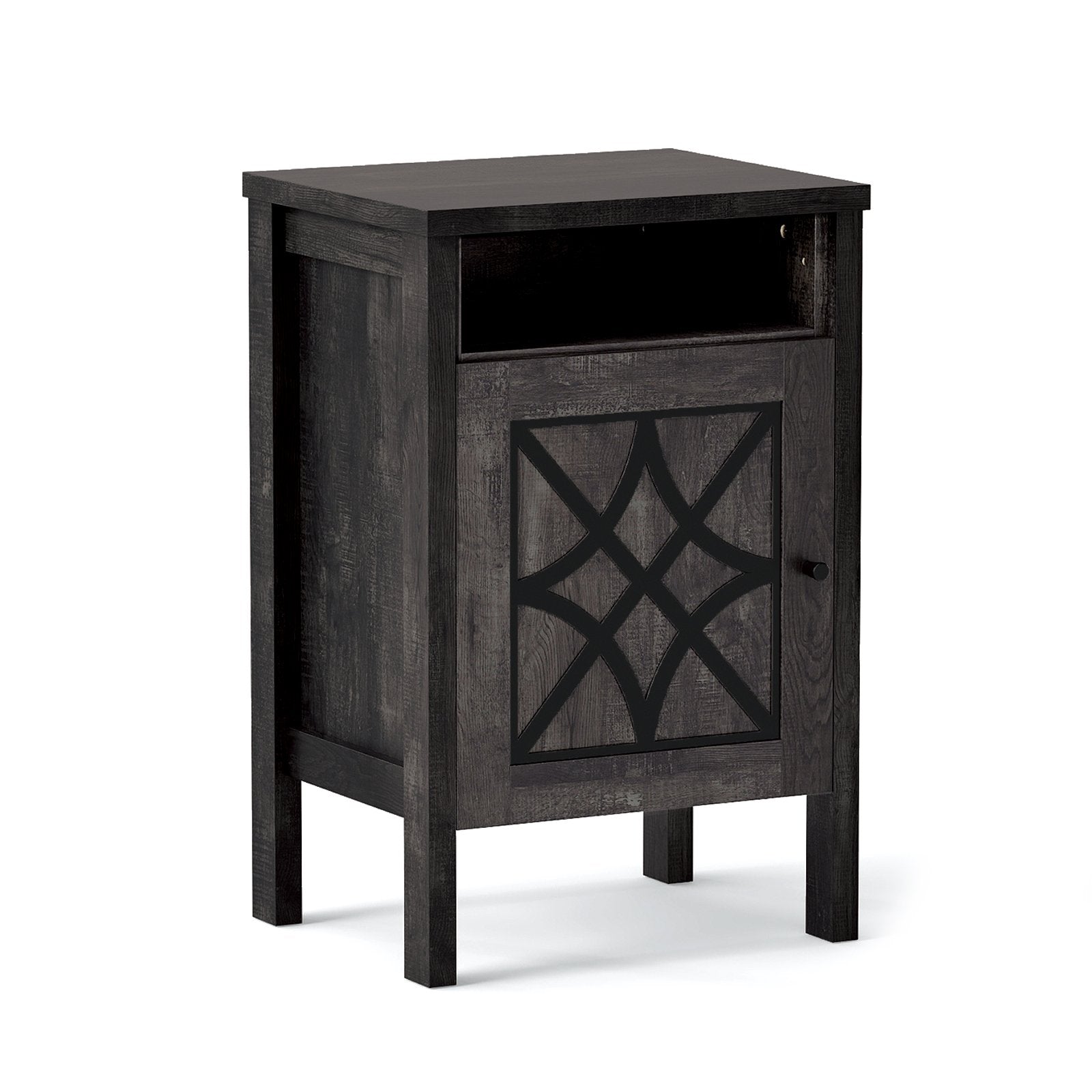 Robot Vacuum Storage Cabinet with Door and Open Shelf for Living Room Bedroom, Dark Gray Cabinets & Chests at Gallery Canada