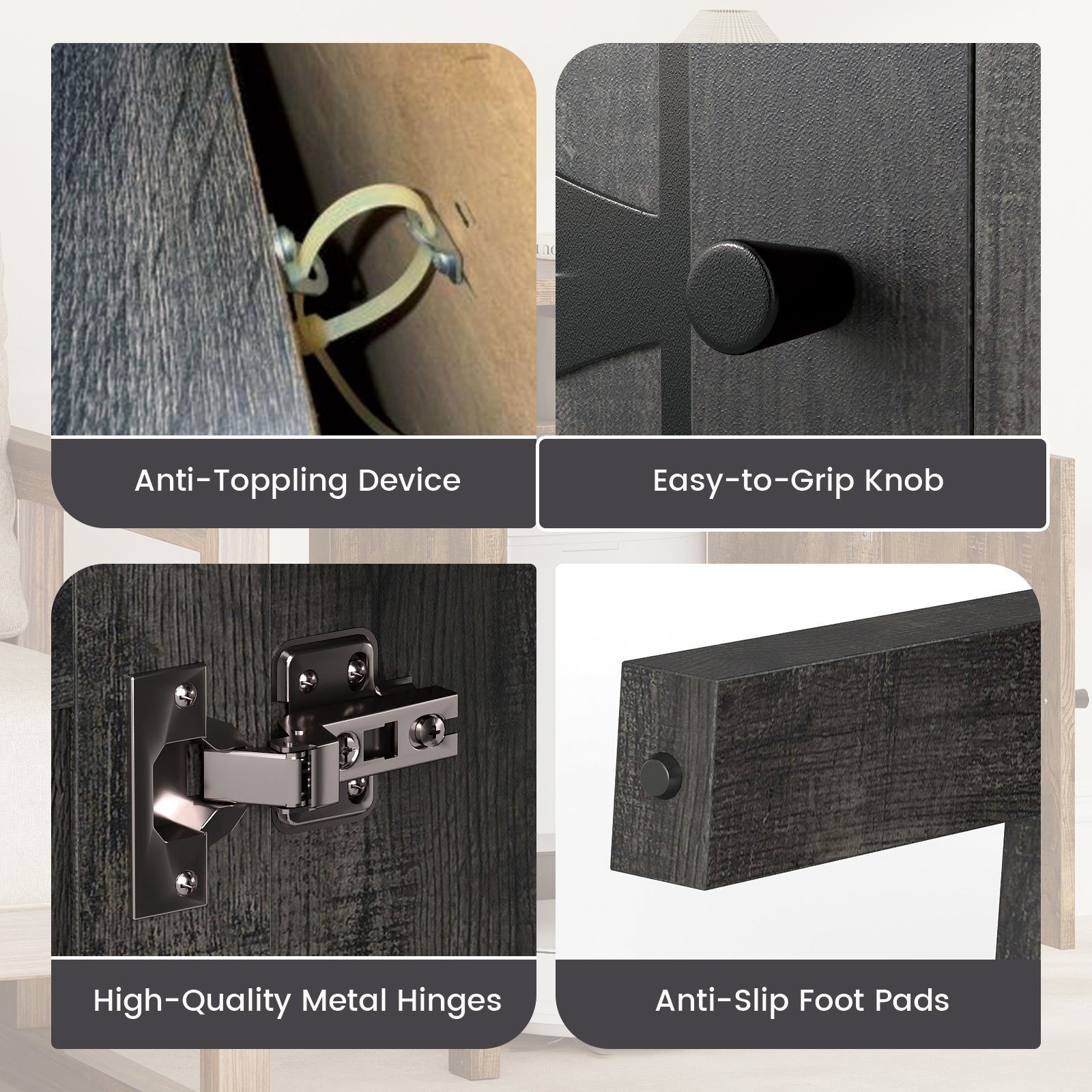 Robot Vacuum Storage Cabinet with Door and Open Shelf for Living Room Bedroom, Dark Gray Cabinets & Chests at Gallery Canada