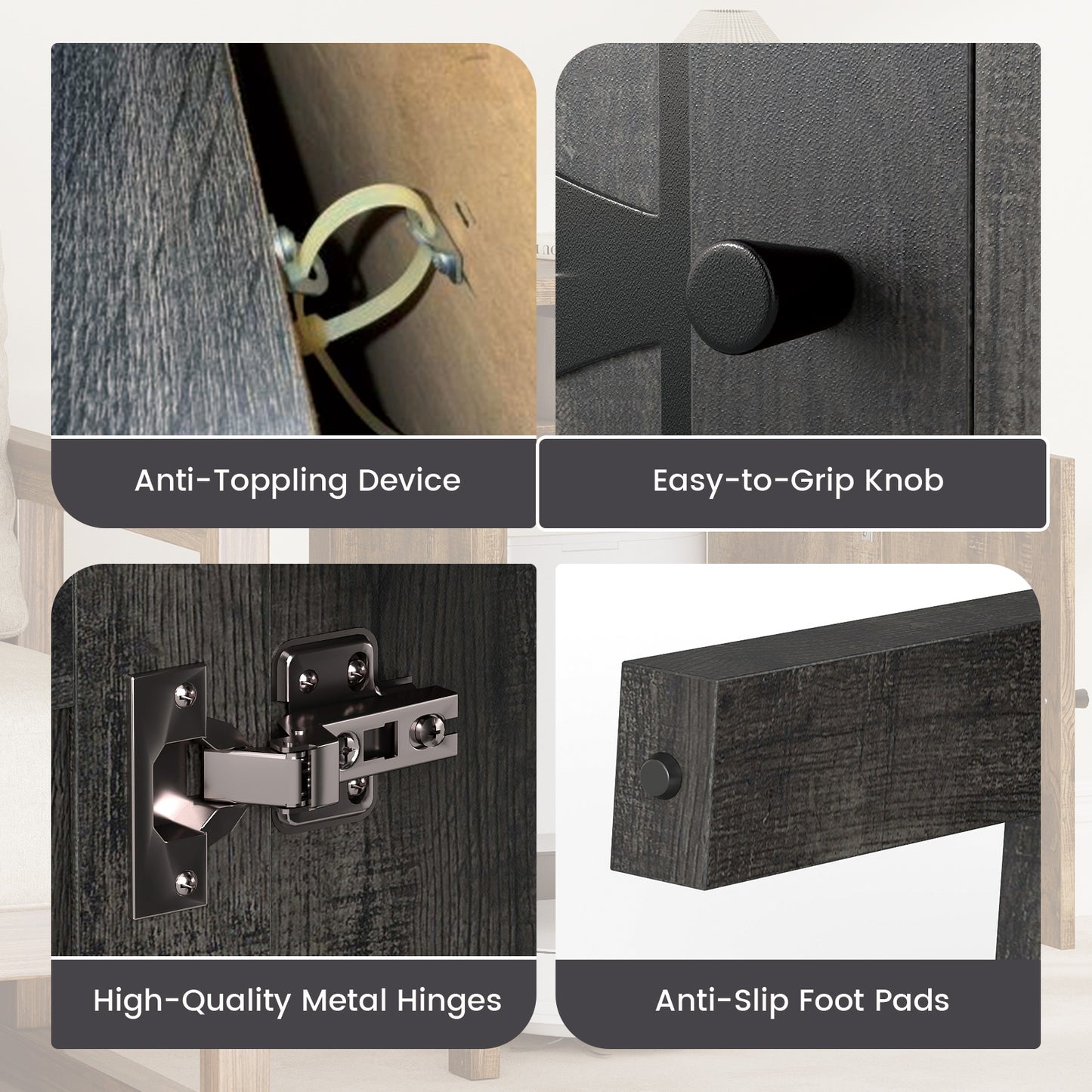 Robot Vacuum Storage Cabinet with Door and Open Shelf for Living Room Bedroom, Dark Gray Cabinets & Chests at Gallery Canada