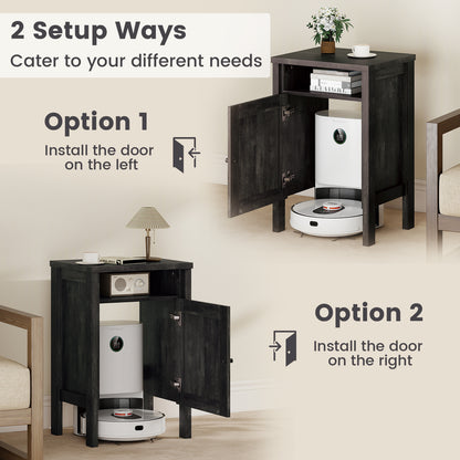 Robot Vacuum Storage Cabinet with Door and Open Shelf for Living Room Bedroom, Dark Gray Cabinets & Chests at Gallery Canada