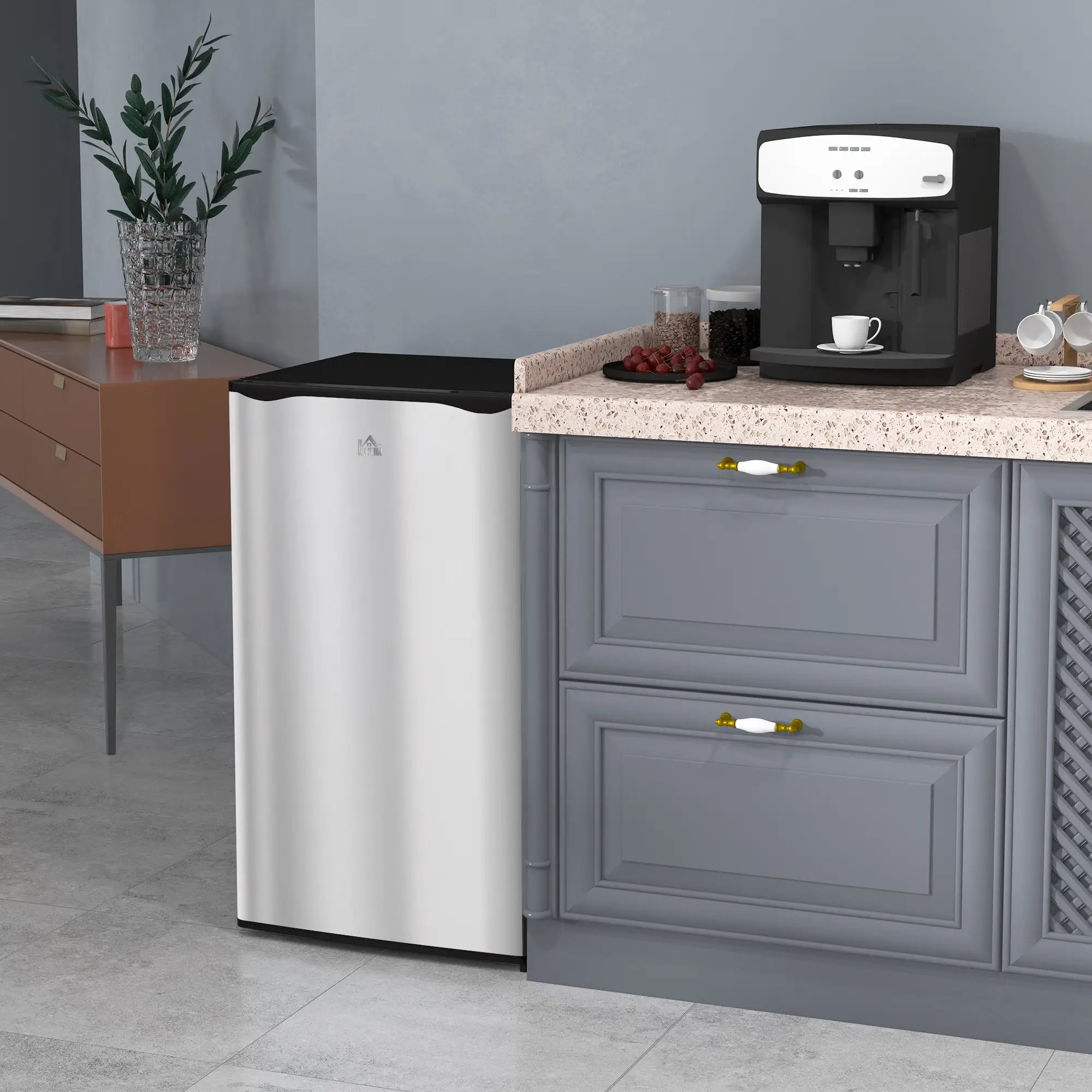 Compact Refrigerator, Mini Fridge with Freezer, Adjustable Shelf, Silver Small Kitchen Appliances at Gallery Canada