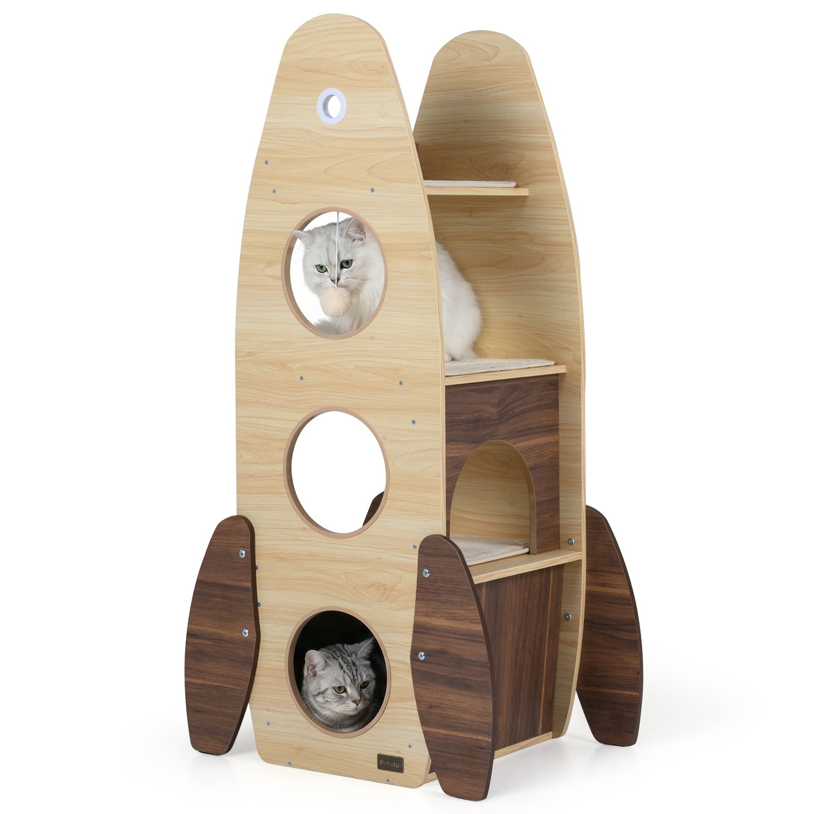 Rocket Cat Tree 47 Inch Large Wooden Cat Tower for Indoor Cats, Natural Cat Trees Condos & Scratchers at Gallery Canada