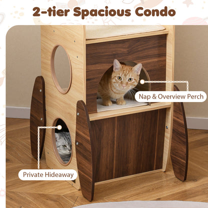 Rocket Cat Tree 47 Inch Large Wooden Cat Tower for Indoor Cats, Natural Cat Trees Condos & Scratchers at Gallery Canada