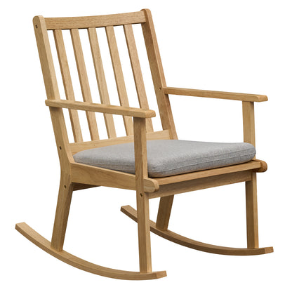 Rocking Chair with Cushion Solid Rubber Wood Rocker with Padded Seat, Natural Accent Chairs at Gallery Canada