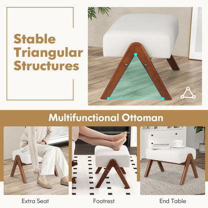 Rocking Chair with Ottoman and Solid Rubber Wood Frame and Padded Cushion, Beige Accent Chairs at Gallery Canada