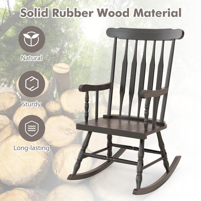 Solid Wood Porch Rocking Chair, Glossy Finish, Brown Patio Rocking Chairs & Gliders at Gallery Canada