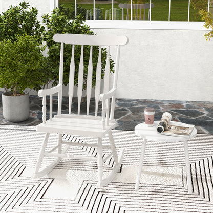 Solid Wood Porch Rocking Chair, Glossy Finish, White Patio Rocking Chairs & Gliders at Gallery Canada