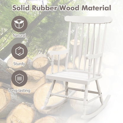 Solid Wood Porch Rocking Chair, Glossy Finish, White Patio Rocking Chairs & Gliders at Gallery Canada