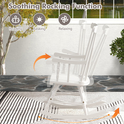 Solid Wood Porch Rocking Chair, Glossy Finish, White Patio Rocking Chairs & Gliders at Gallery Canada