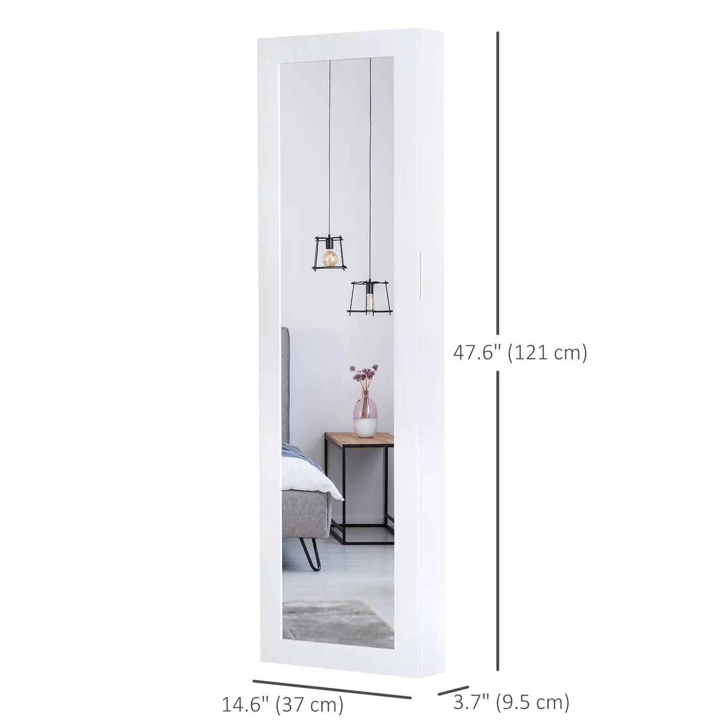 Mirror Jewellery Cabinet With Full Length Mirror, Wall Mounted Organizer, White Jewelry Armoire & Jewellery Mirror Cabinets at Gallery Canada