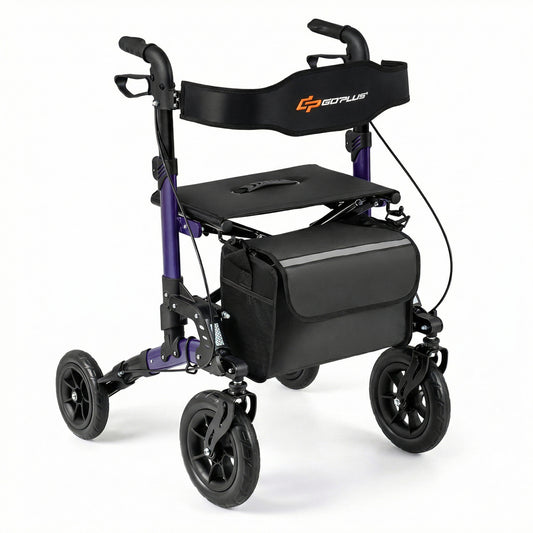 Rollator Walker for Seniors Folding Rolling Walker with Seat, Purple