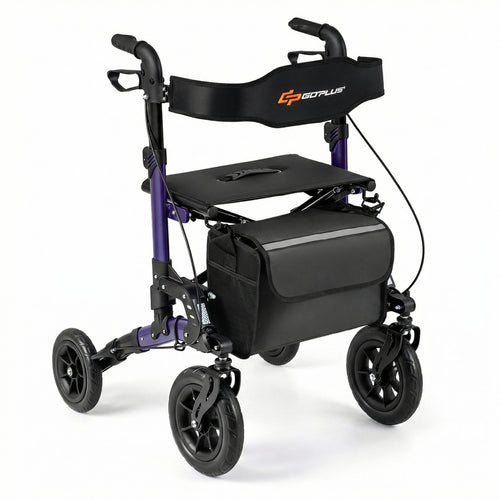 Rollator Walker for Seniors Folding Rolling Walker with Seat, Purple